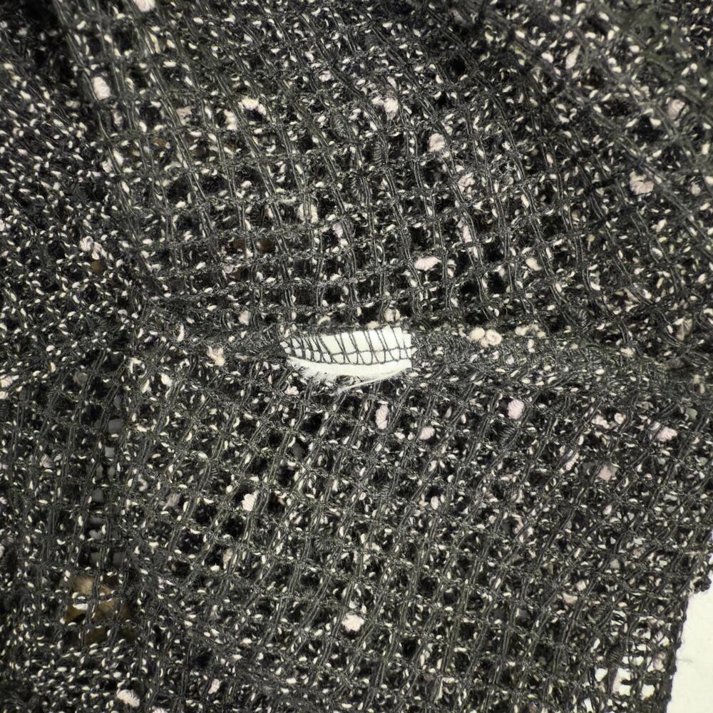 LULU B Boucle Mesh Topper Jacket Sheer Wood Button Lagenlook Boho Black Size M - Picture 14 of 14